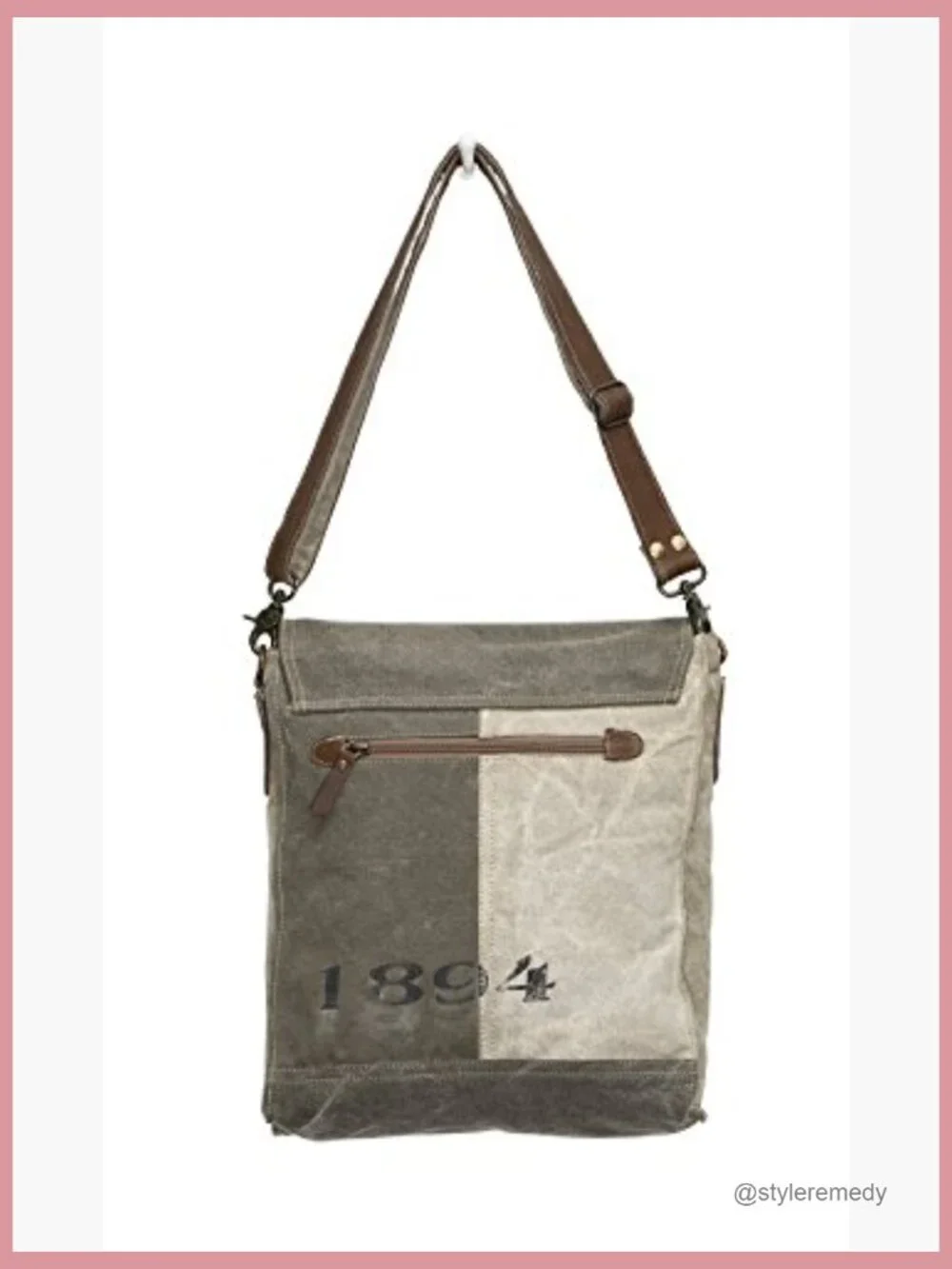 Upcycled Canvas Messenger Bag with Adjustable Strap